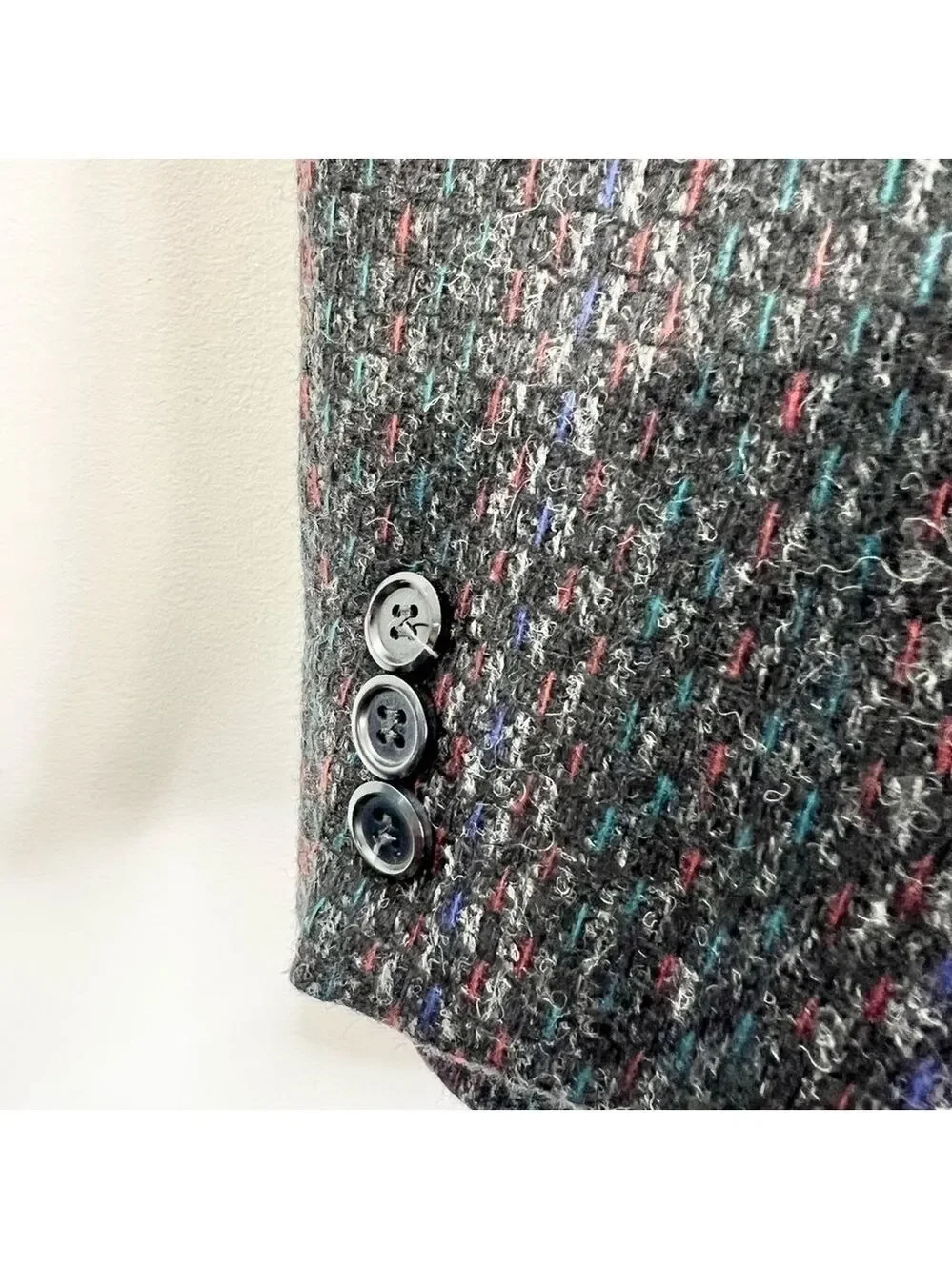 Vintage 100% wool black multi colour tweed blazer 40 R - Picture 9 of 12